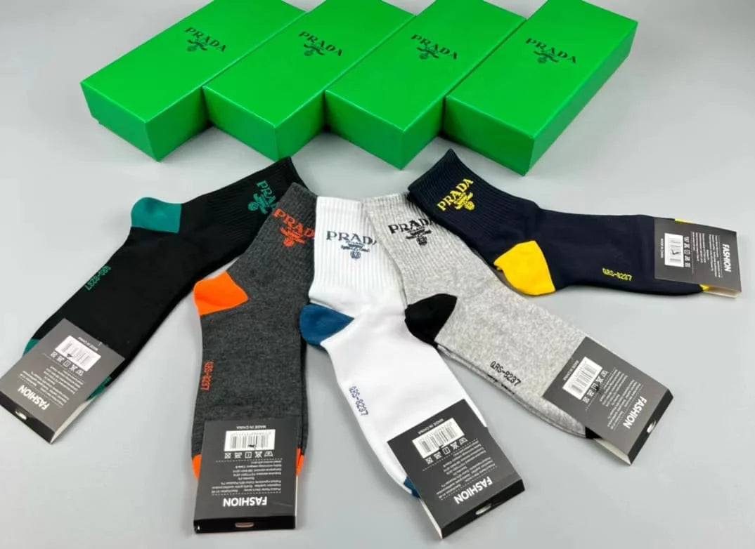 PRADA || Logo Embroidered Socks Pack Of Five - FASHION MYST 