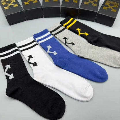 OFF-WHITE || Striped Arrow Socks Pack Of Five - FASHION MYST 