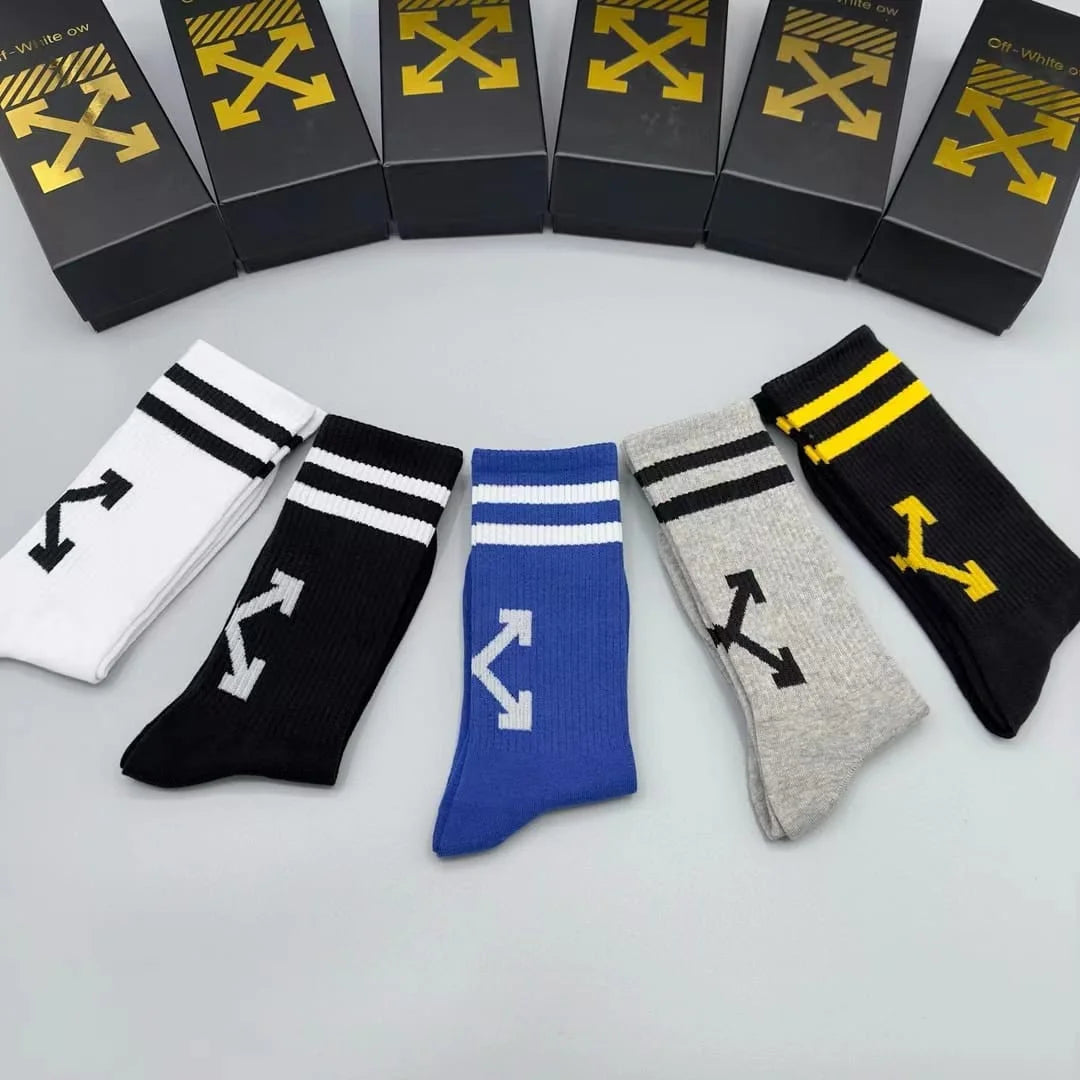 OFF-WHITE || Striped Arrow Socks Pack Of Five - FASHION MYST 