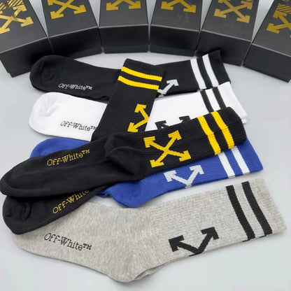 OFF-WHITE || Striped Arrow Socks Pack Of Five - FASHION MYST 