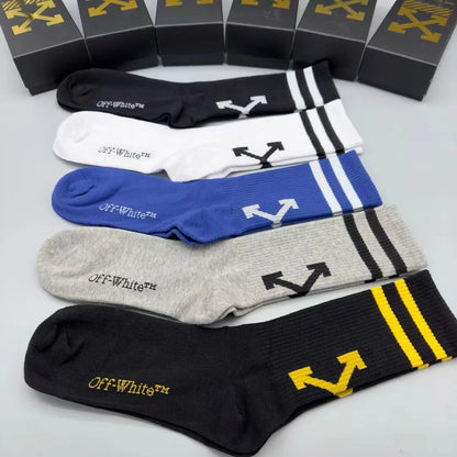 OFF-WHITE || Striped Arrow Socks Pack Of Five - FASHION MYST 