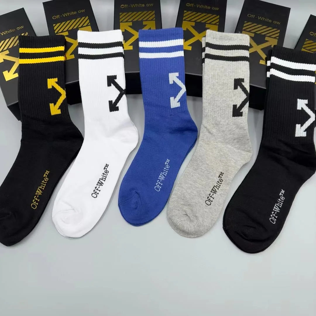 OFF-WHITE || Striped Arrow Socks Pack Of Five - FASHION MYST 