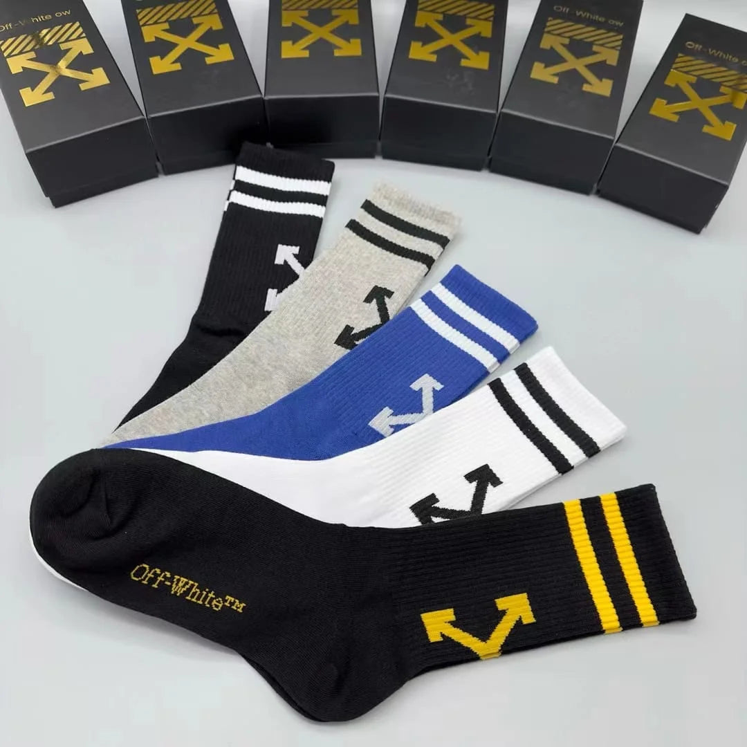 OFF-WHITE || Striped Arrow Socks Pack Of Five - FASHION MYST 