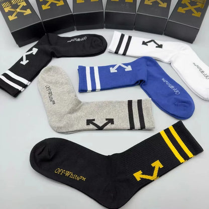 OFF-WHITE || Striped Arrow Socks Pack Of Five - FASHION MYST 