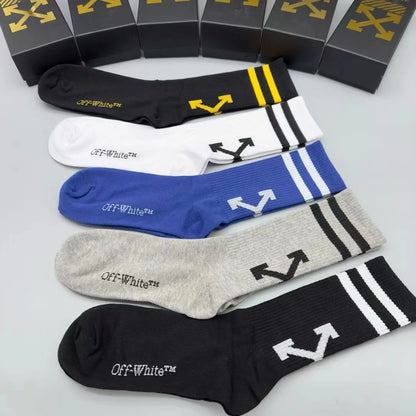 OFF-WHITE || Striped Arrow Socks Pack Of Five - FASHION MYST 