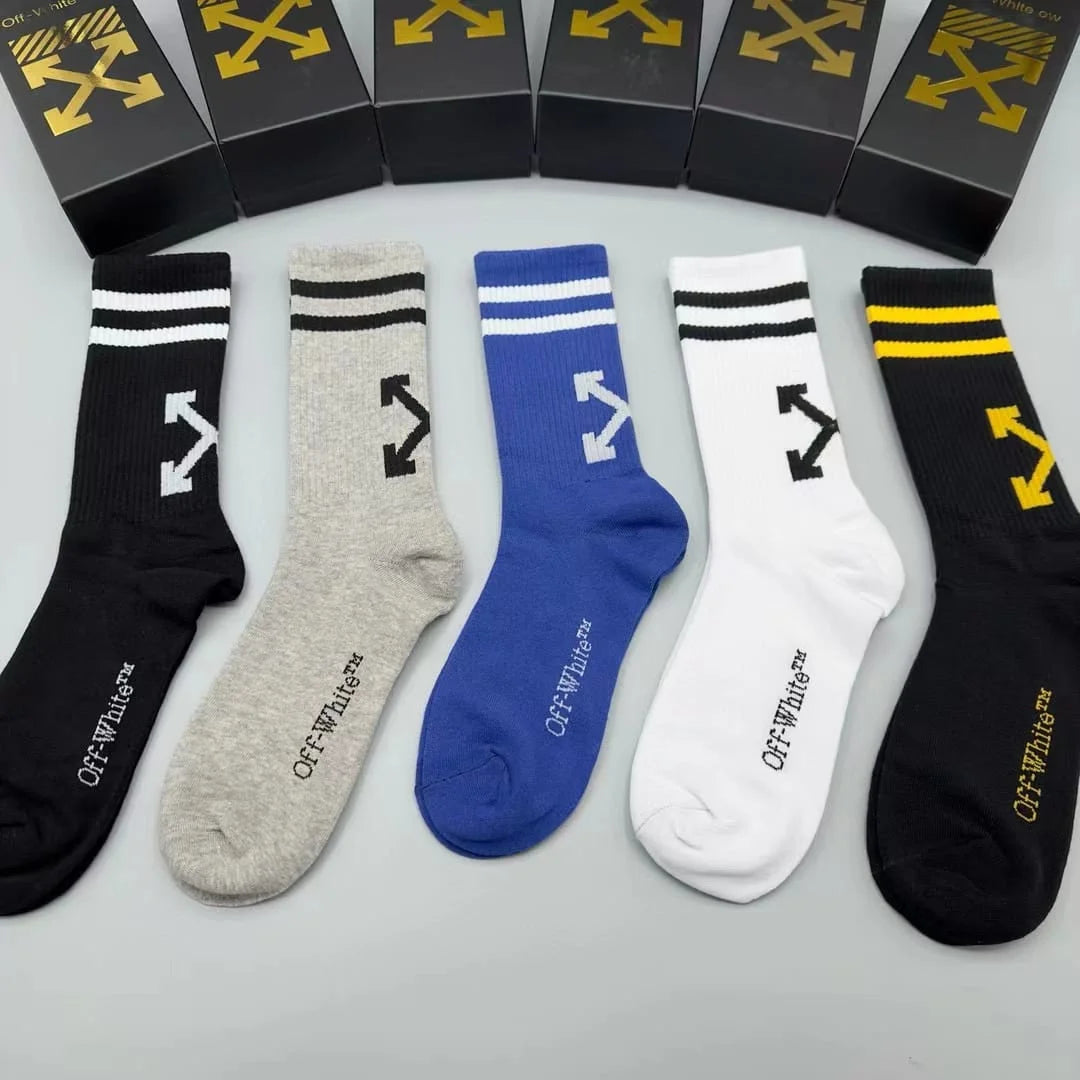 OFF-WHITE || Striped Arrow Socks Pack Of Five - FASHION MYST 