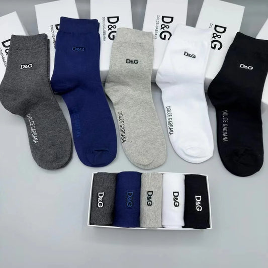 DOLCE & GABBANA || Cotton Socks With DG Logo Pack Of Five - FASHION MYST 