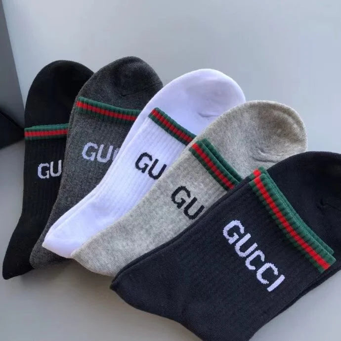 GUCCI || Solid Color Unisex Set Of 5 Socks With Box - FASHION MYST 