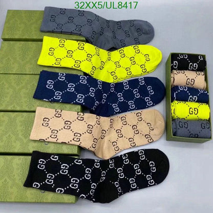 GUCCI || All Over GG Print Unisex Set Of 5 Socks With Box - FASHION MYST 