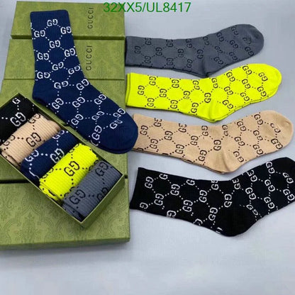 GUCCI || All Over GG Print Unisex Set Of 5 Socks With Box - FASHION MYST 