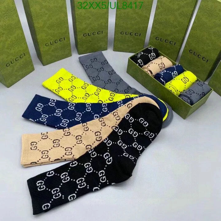 GUCCI || All Over GG Print Unisex Set Of 5 Socks With Box - FASHION MYST 