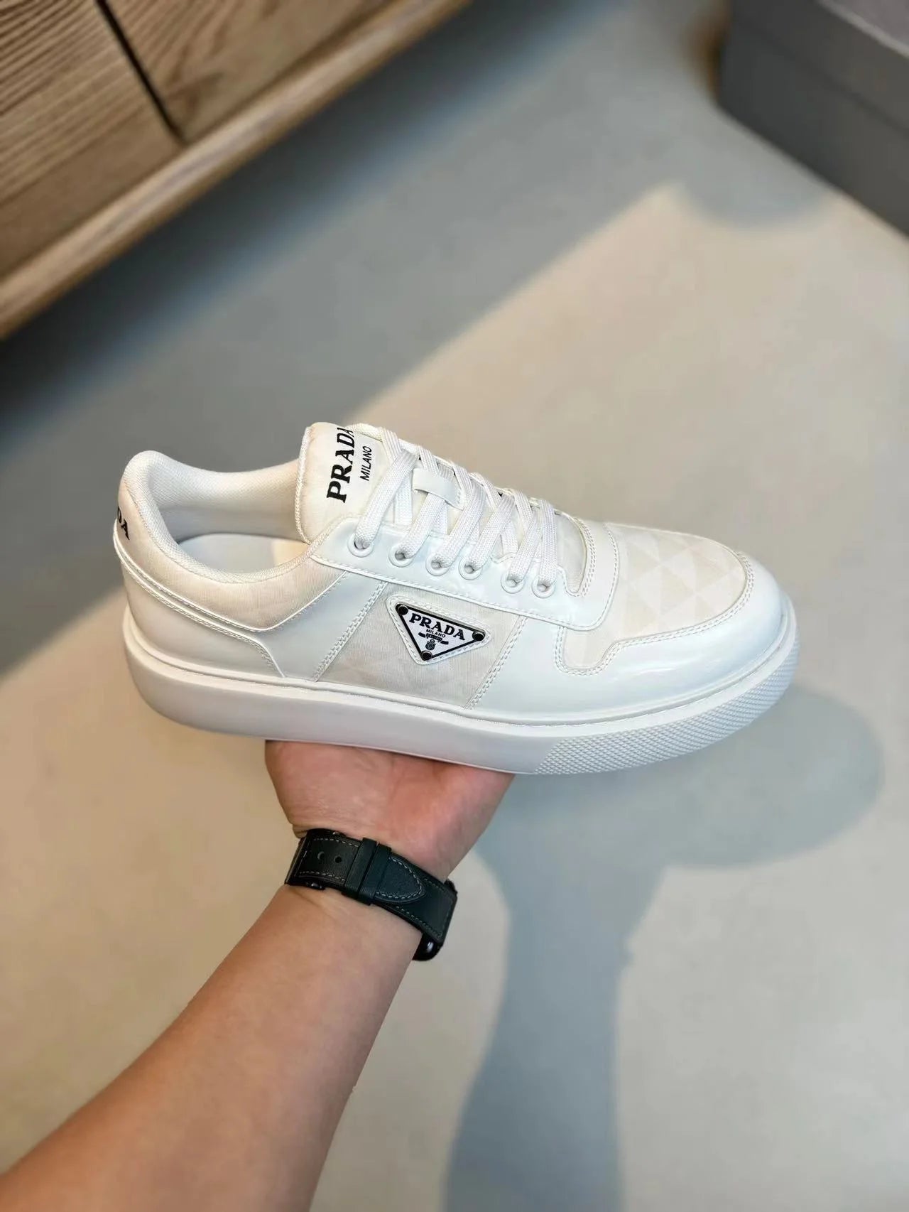 PRADA || Downtown Re-Nylon Low-Top Sneaker / White - FASHION MYST 