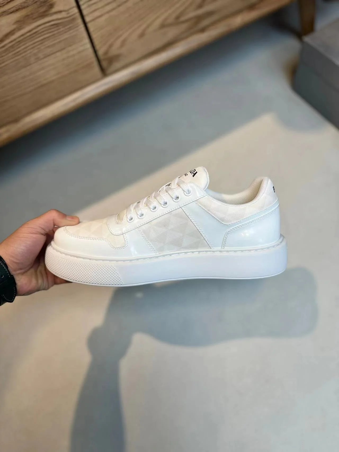 PRADA || Downtown Re-Nylon Low-Top Sneaker / White - FASHION MYST 