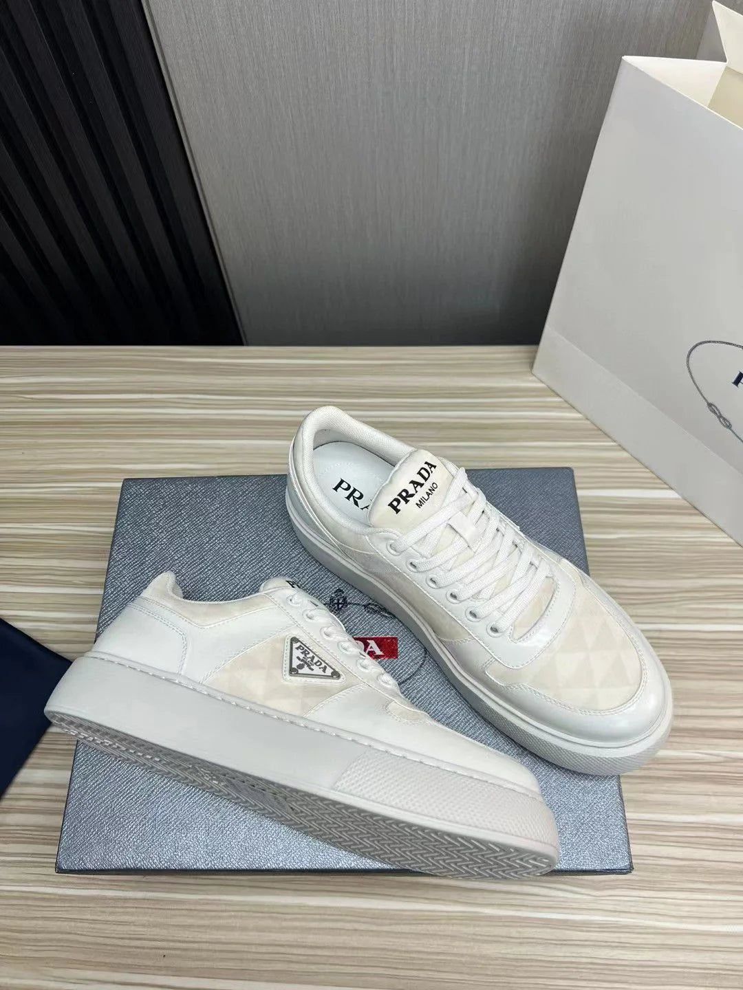 PRADA || Downtown Re-Nylon Low-Top Sneaker White – FASHION MYST