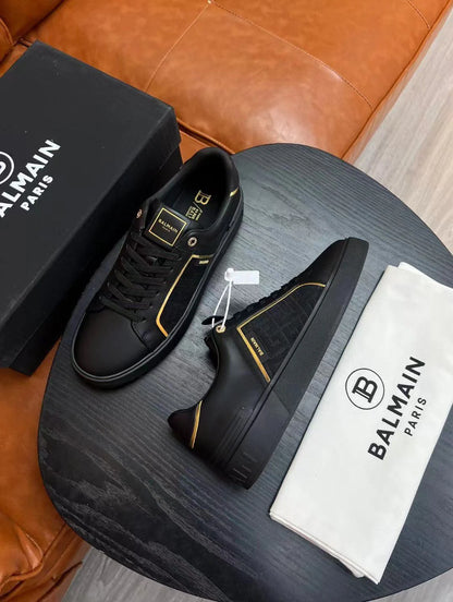 BALMAIN || B-Court Monogrammed Nylon And Leather Sneakers - FASHION MYST 