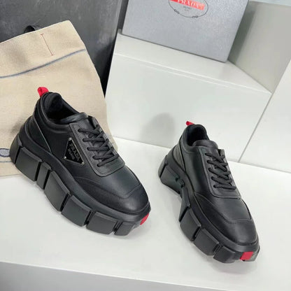 PRADA || Street Style Leather Logo Sneakers - FASHION MYST 