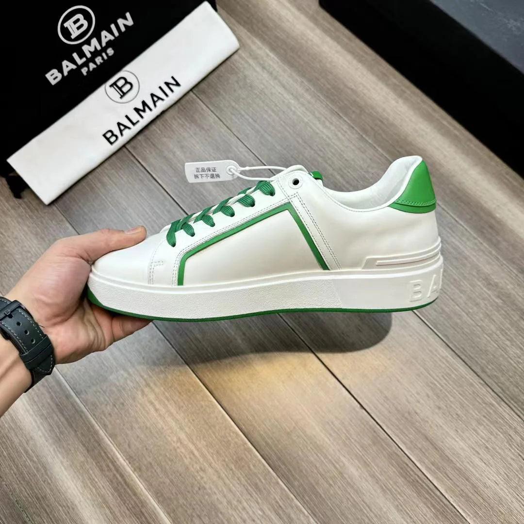 BALMAIN || B-Court Smooth Leather Sneakers / White - FASHION MYST 