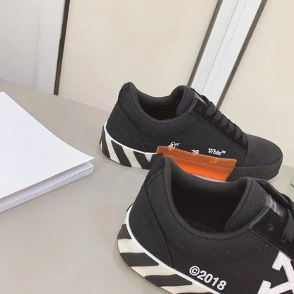 OFF-WHITE || Black Canvas Vulcanized Low Top Sneakers - FASHION MYST 