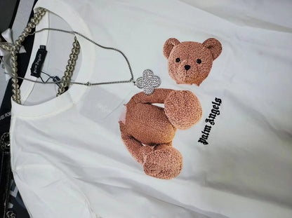 PALM ANGELS || Broken Bear Cotton T-shirt For Girls - FASHION MYST 