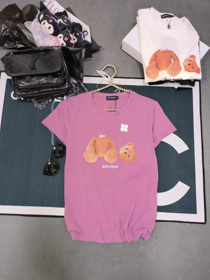 PALM ANGELS || Broken Bear Cotton T-shirt For Girls - FASHION MYST 