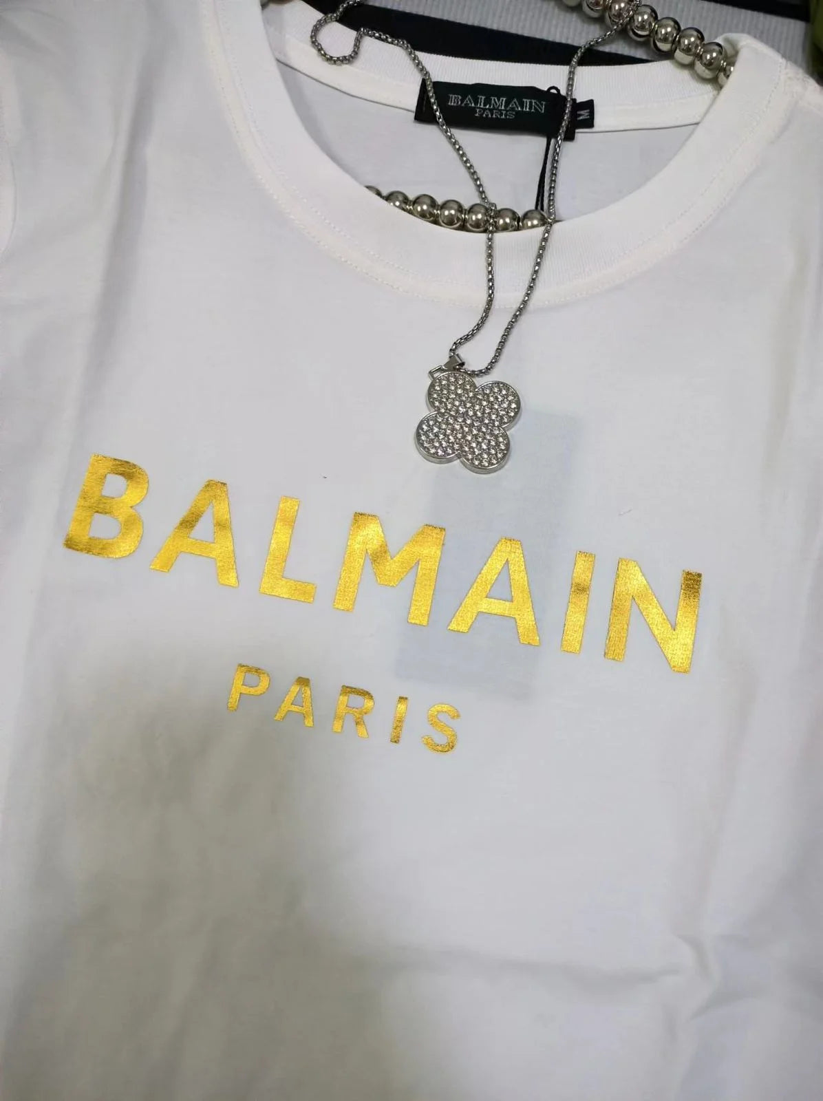 BALMAIN || Balmain Metallic-Logo T-Shirt For Girls - FASHION MYST 