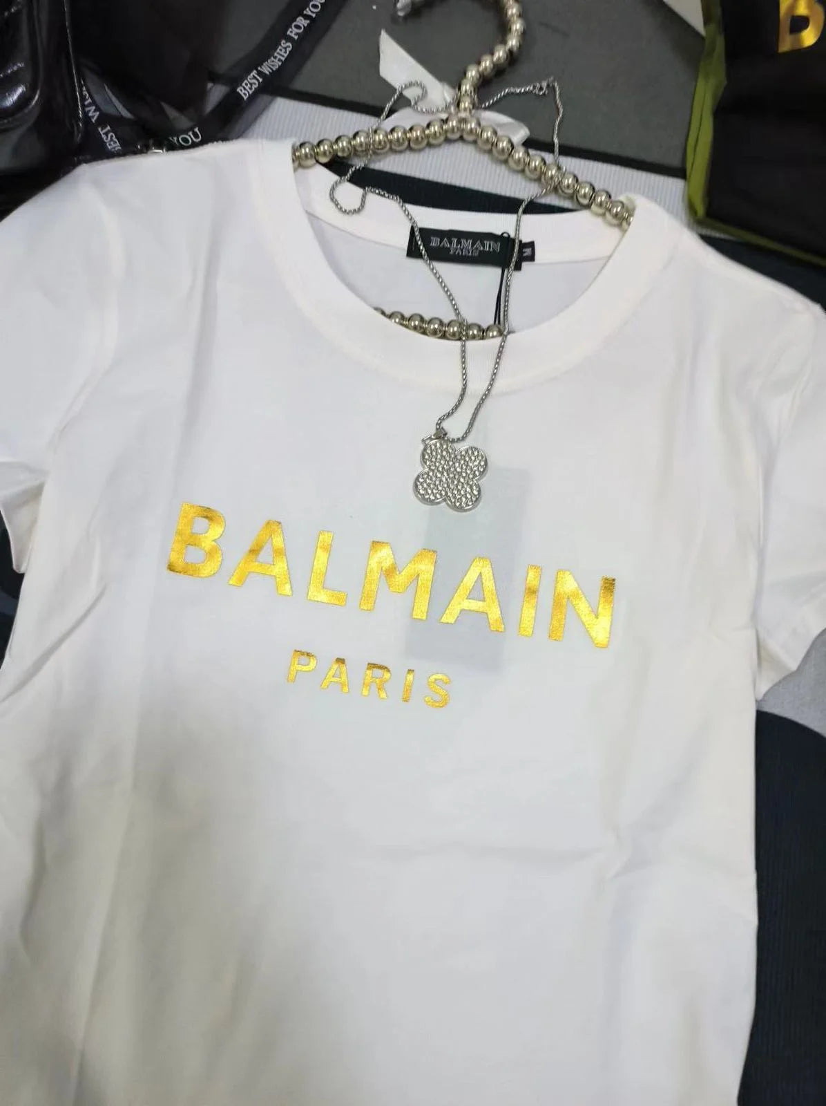 BALMAIN || Balmain Metallic-Logo T-Shirt For Girls - FASHION MYST 