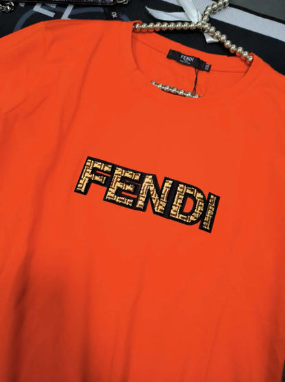 FENDI || Swarovski Logo Detailed Crew Neck T-Shirt For Girls - FASHION MYST 