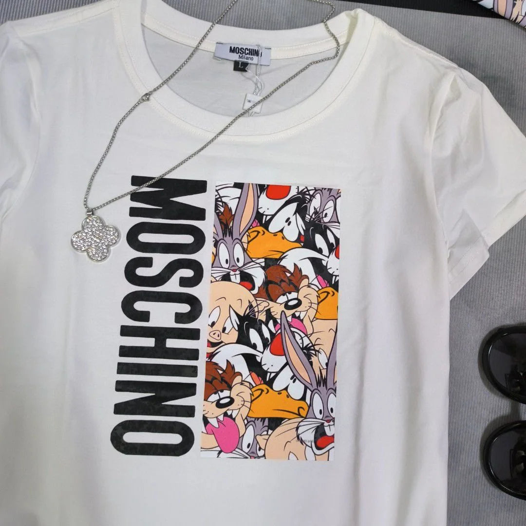 MOSCHINO || Jersey T-Shirt Featuring Logo And Animals Print - FASHION MYST 