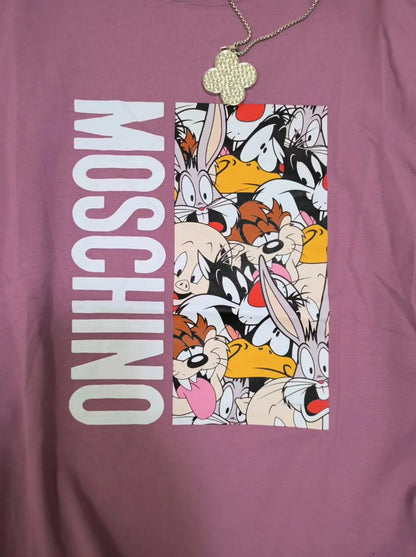 MOSCHINO || Jersey T-Shirt Featuring Logo And Animals Print - FASHION MYST 