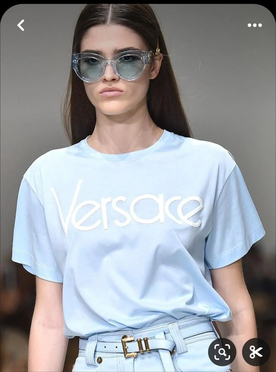 VERSACE || Crew Neck Plain Cotton Short Sleeves Logo T-Shirts - FASHION MYST 