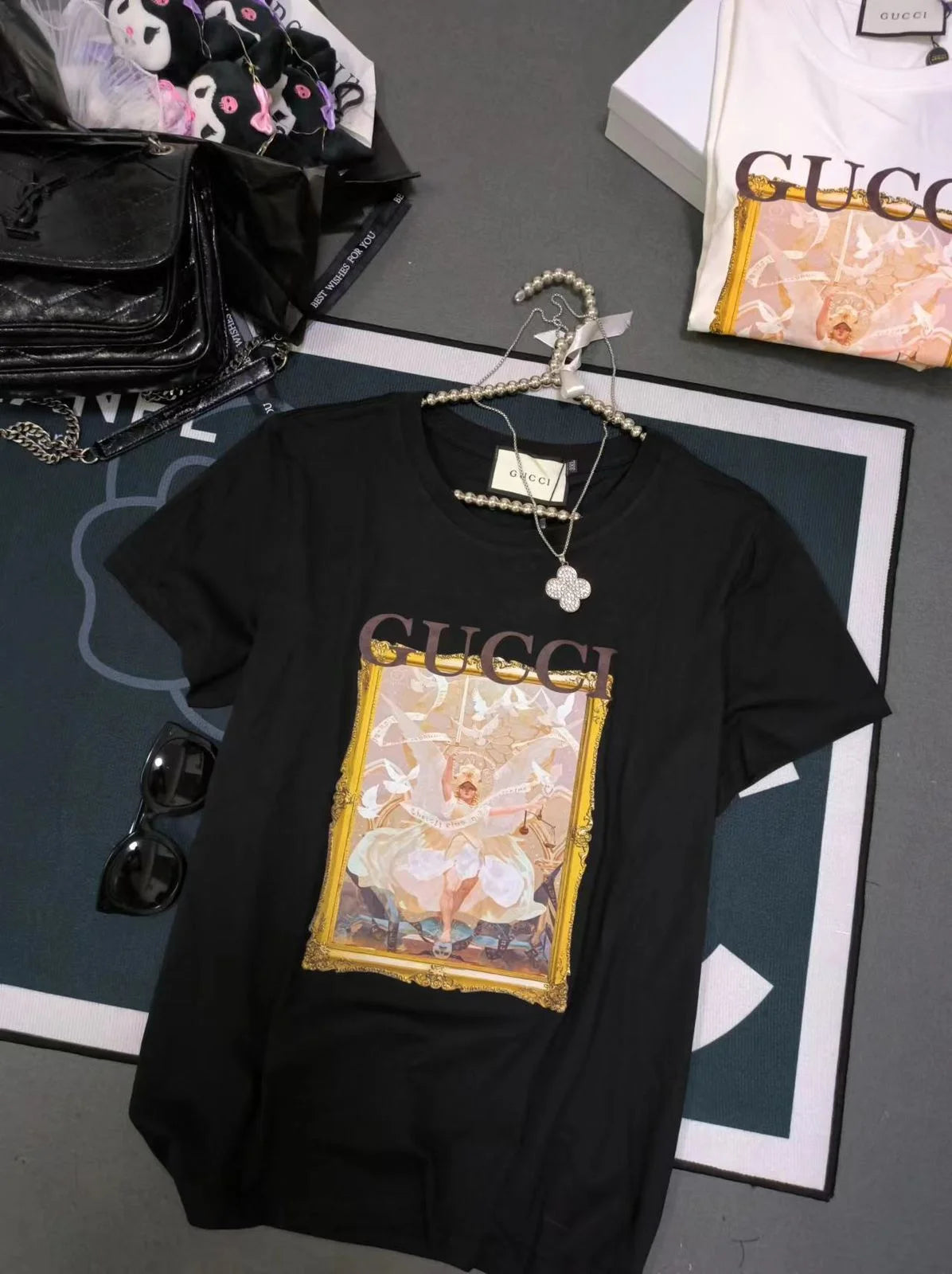 GUCCI Logo Printed Cotton Short Sleeve T Shirt For Girls FASHION MYST