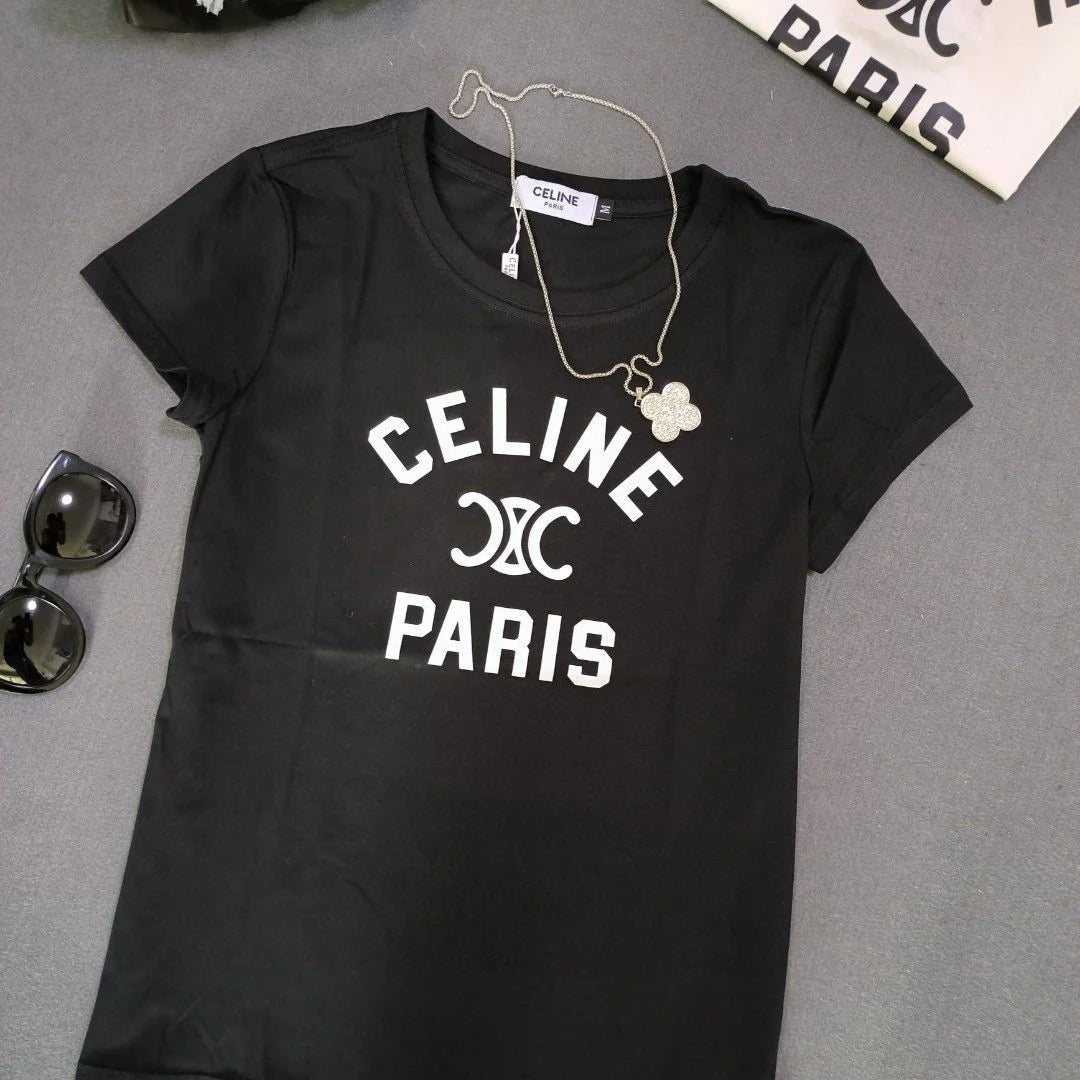 CELINE || Celine Paris Logo T-Shirt In Cotton Jersey - FASHION MYST 