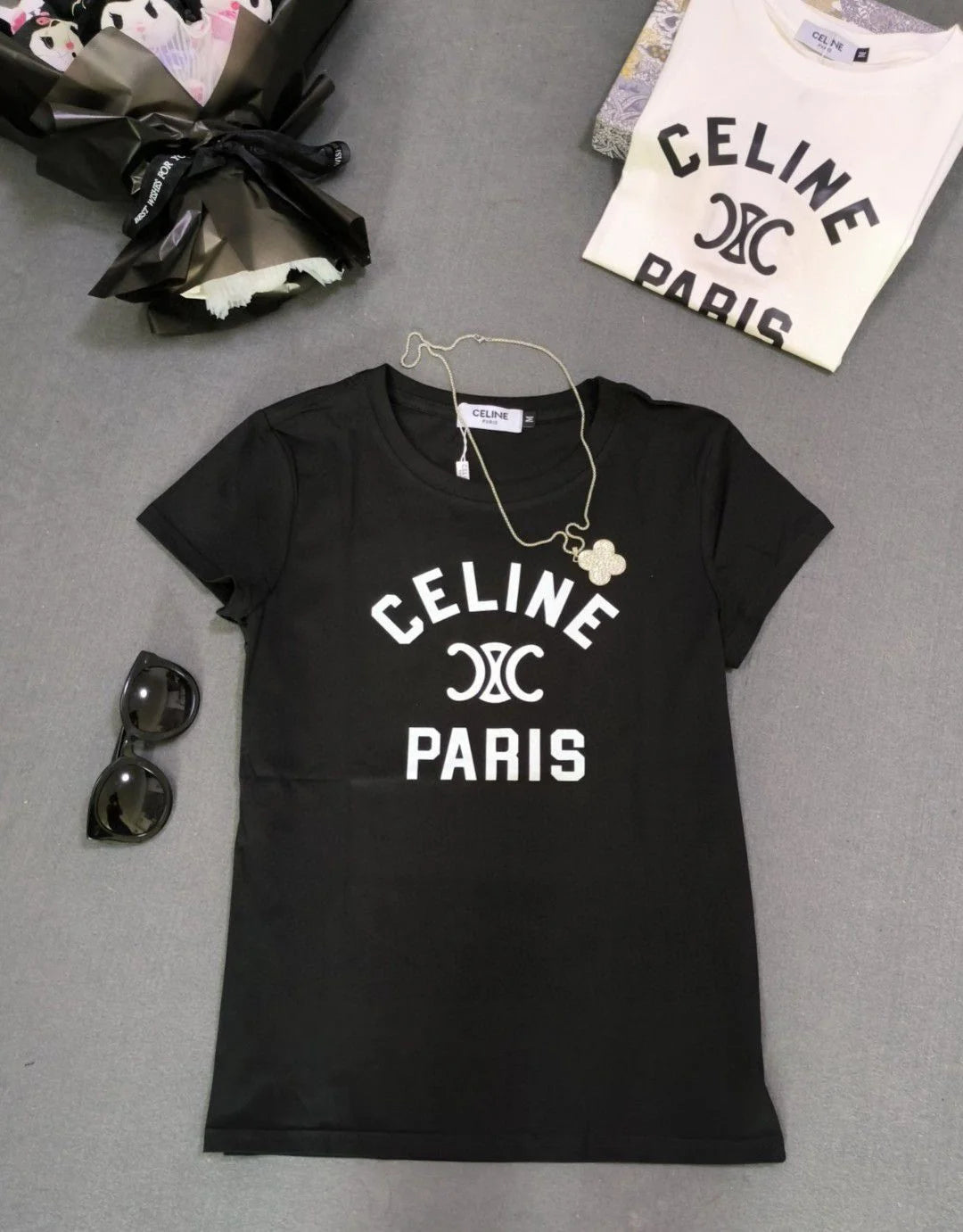 CELINE || Celine Paris Logo T-Shirt In Cotton Jersey - FASHION MYST 