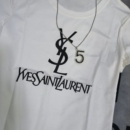 YVES SAINT LAURENT || Rive Gauche Logo Printed Cotton T-Shirt - FASHION MYST 