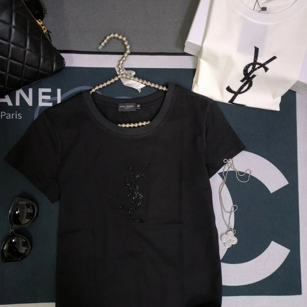 YVES SAINT LAURENT T Shirt With Black YSL Logo For Girls FASHION MYST