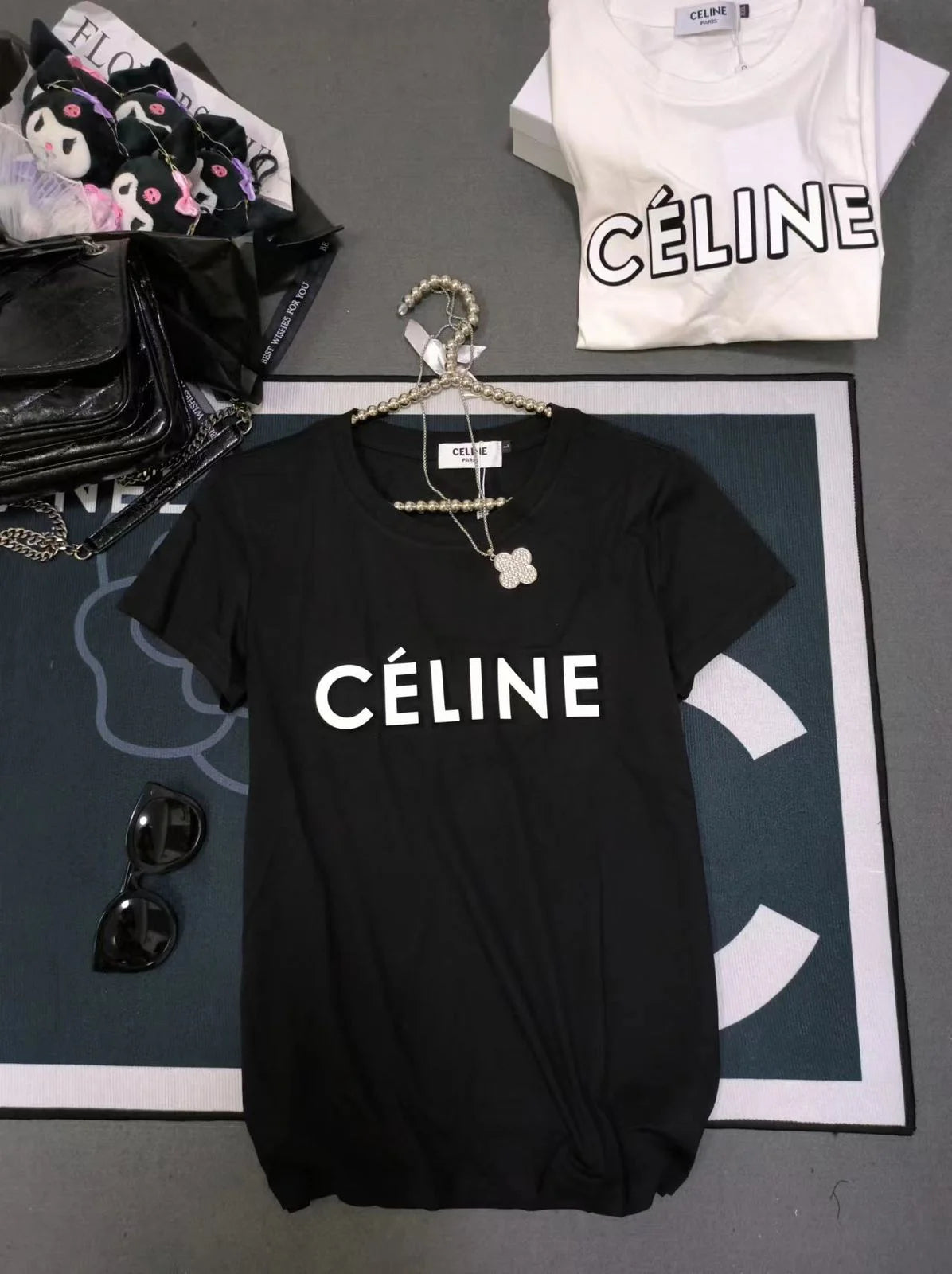 CELINE || Celine Graphic Print Logo Crew Neck T-Shirt For Girls - FASHION MYST 