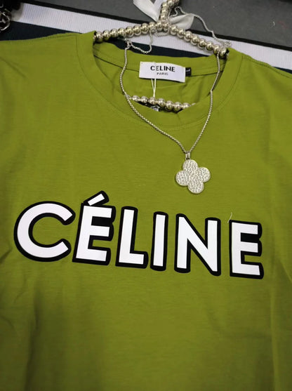 CELINE || Celine Graphic Print Logo Crew Neck T-Shirt For Girls - FASHION MYST 