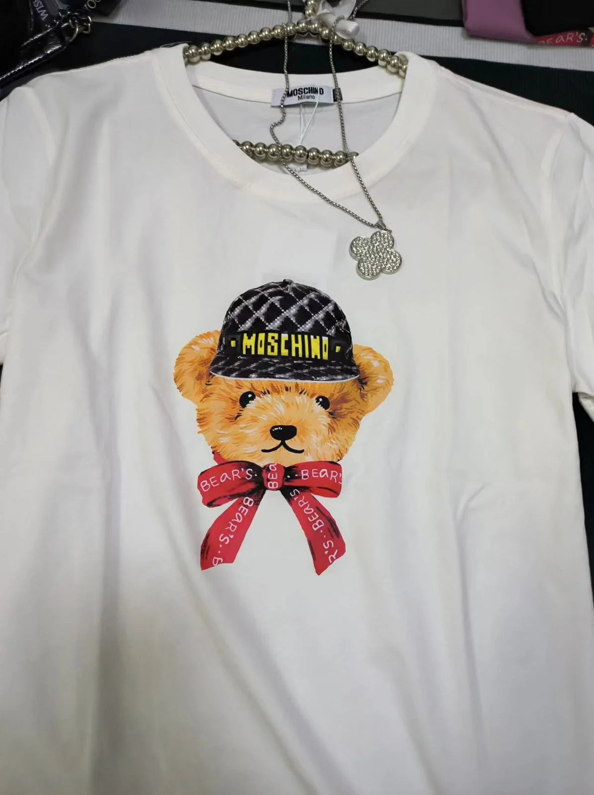 MOSCHINO || Teddy Bear-Print Cotton T-Shirt For Girls - FASHION MYST 