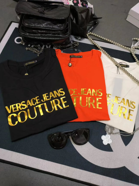 VERSACE JEANS COUTURE || White Glittered Logo T-Shirt For Girls - FASHION MYST 