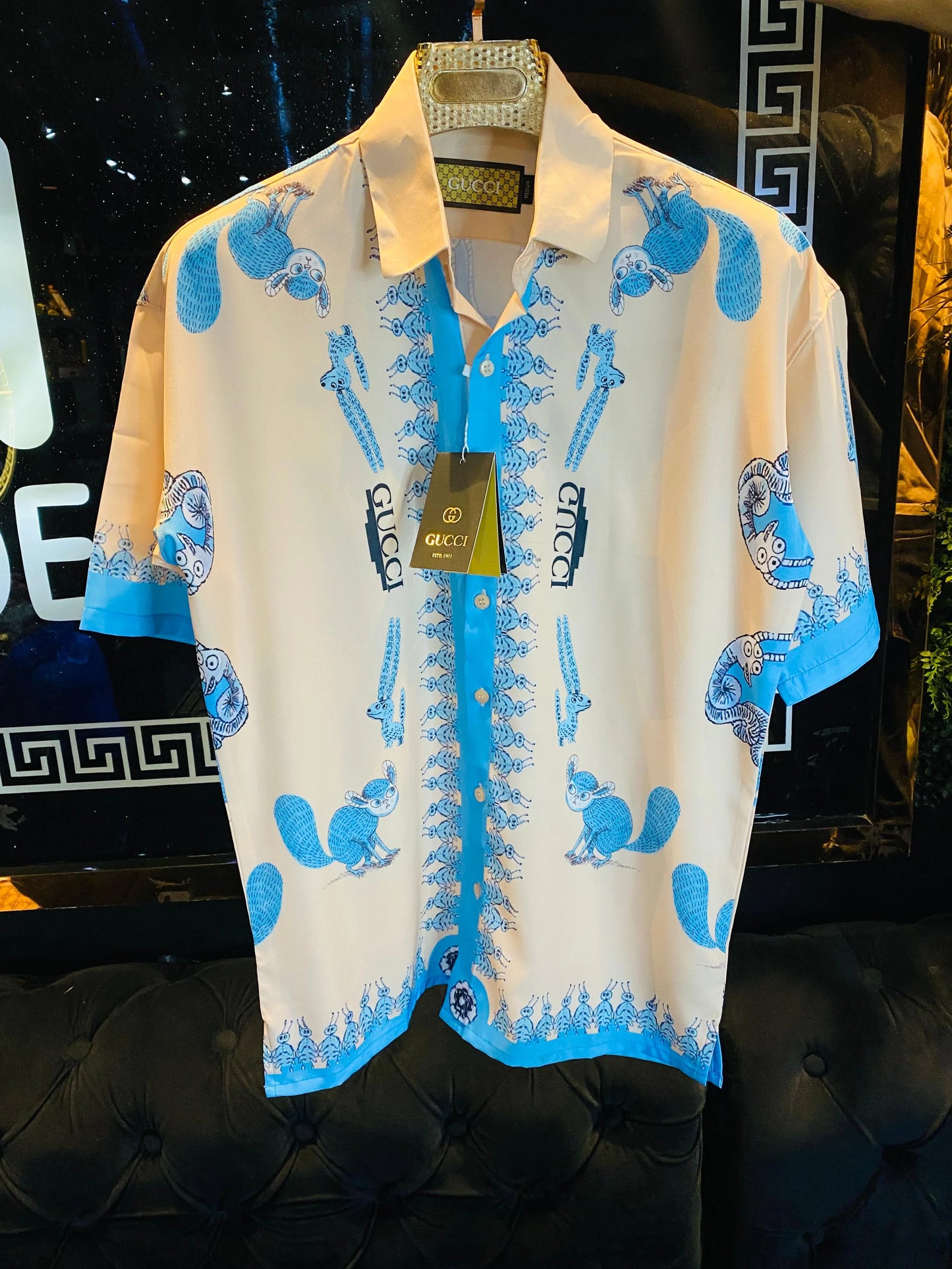 GUCCI || Silk Short Sleeves Logo Luxury Shirts - FASHION MYST 