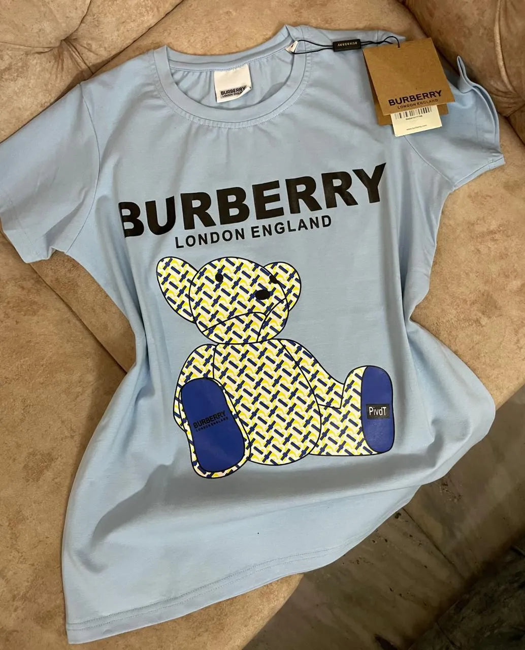 BURBERRY || TB Teddy Bear Logo Ladies T-Shirt - FASHION MYST 