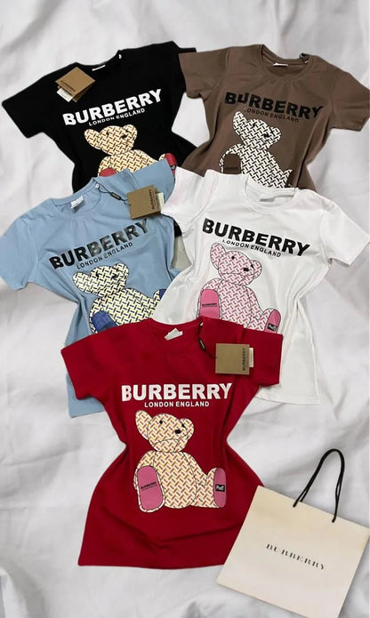 BURBERRY || TB Teddy Bear Logo Ladies T-Shirt - FASHION MYST 