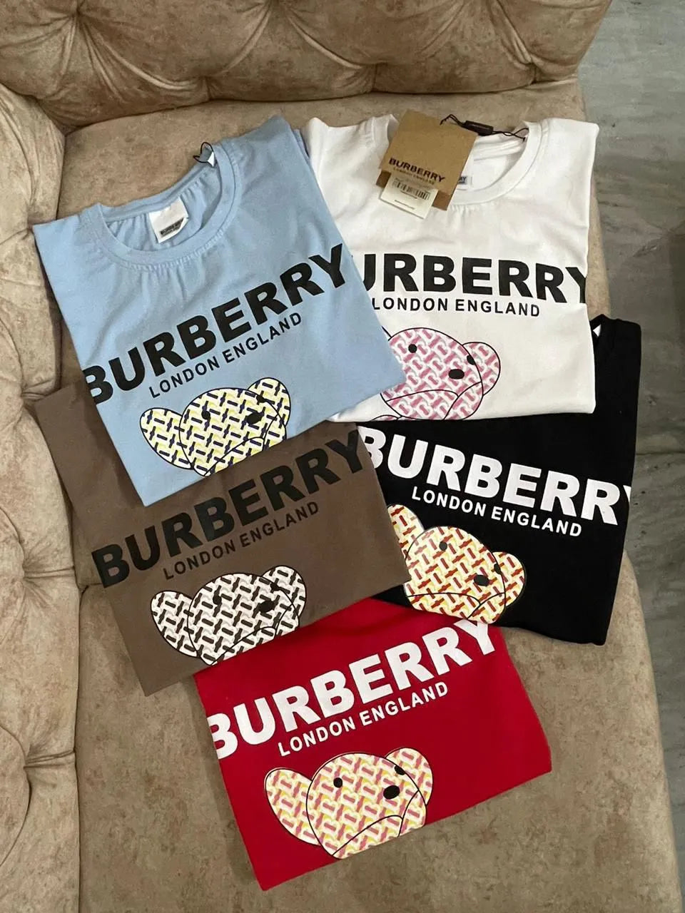 BURBERRY || TB Teddy Bear Logo Ladies T-Shirt - FASHION MYST 