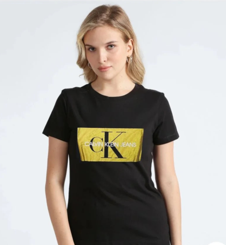 CALVIN KLIEN JEANS || Women CK Logo Printed Round Neck T-shirt - FASHION MYST 