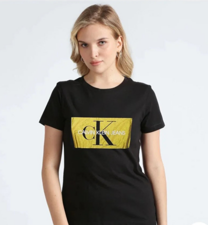 CALVIN KLIEN JEANS || Women CK Logo Printed Round Neck T-shirt - FASHION MYST 