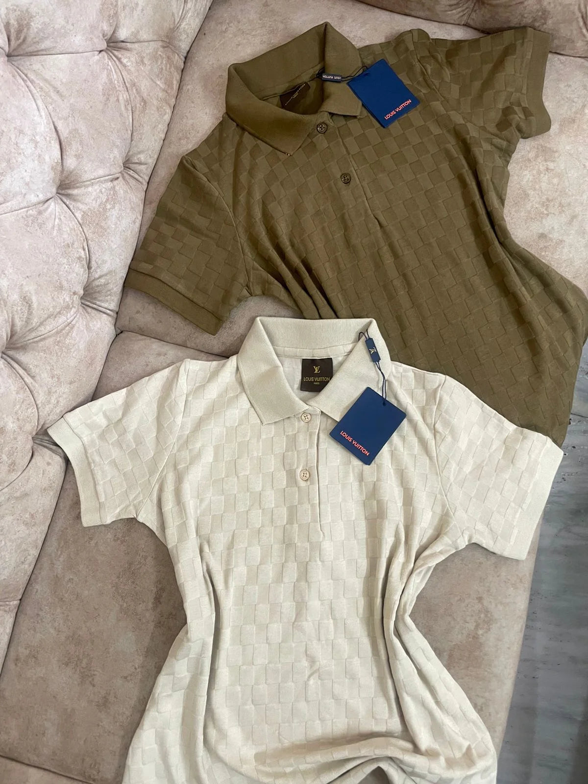LOUIS VUITTON || Slim Fit Textured-Knit Polo T-Shirt For Girls 