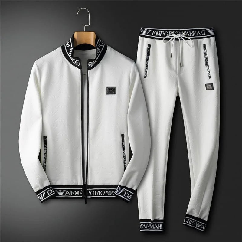 EMP*RIO ARM*NI || Laced Edges White Track Suit For Men