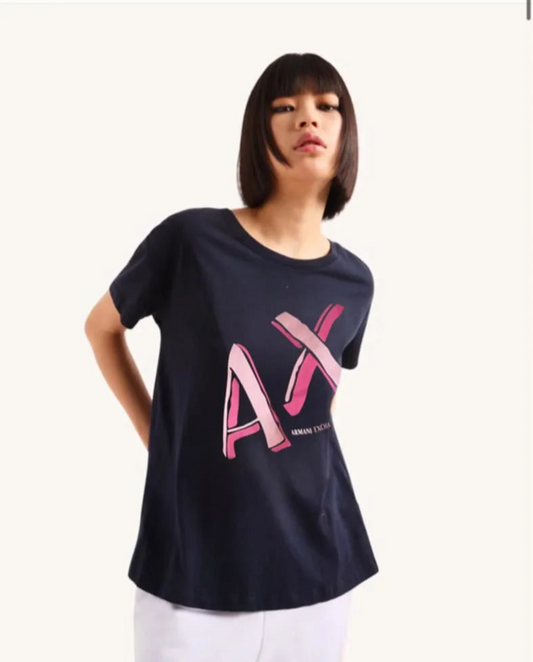 ARM*NI EXCH*NGE || Icon Logo Boyfriend Fit T-Shirt For Girls - FASHION MYST 
