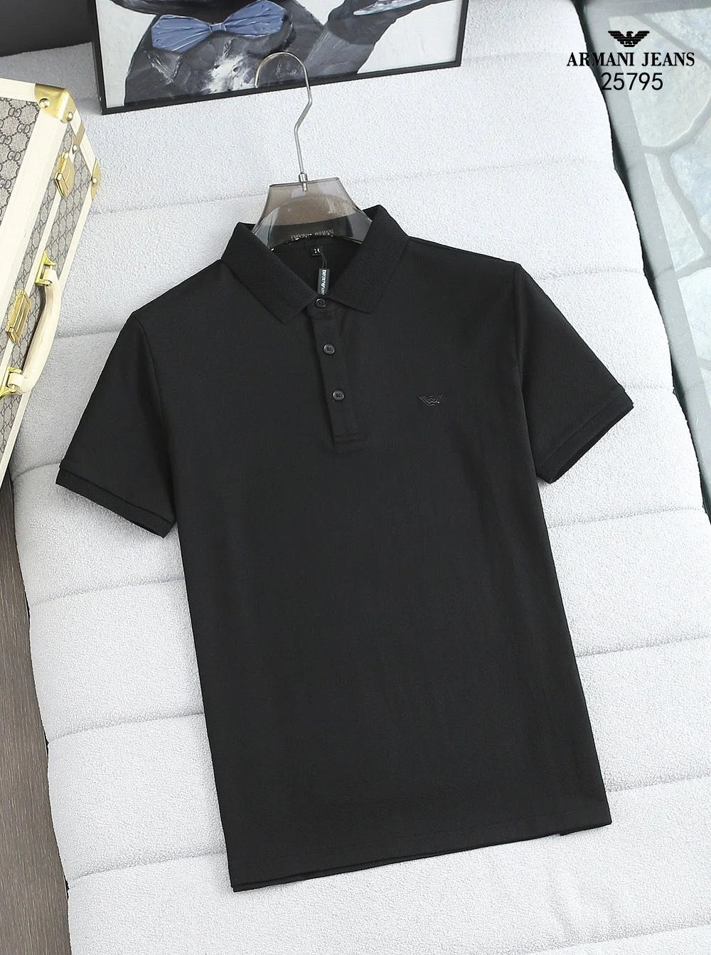 ARM*NI JE*NS || Men's Front Branding Solid Polo T-Shirt - FASHION MYST 