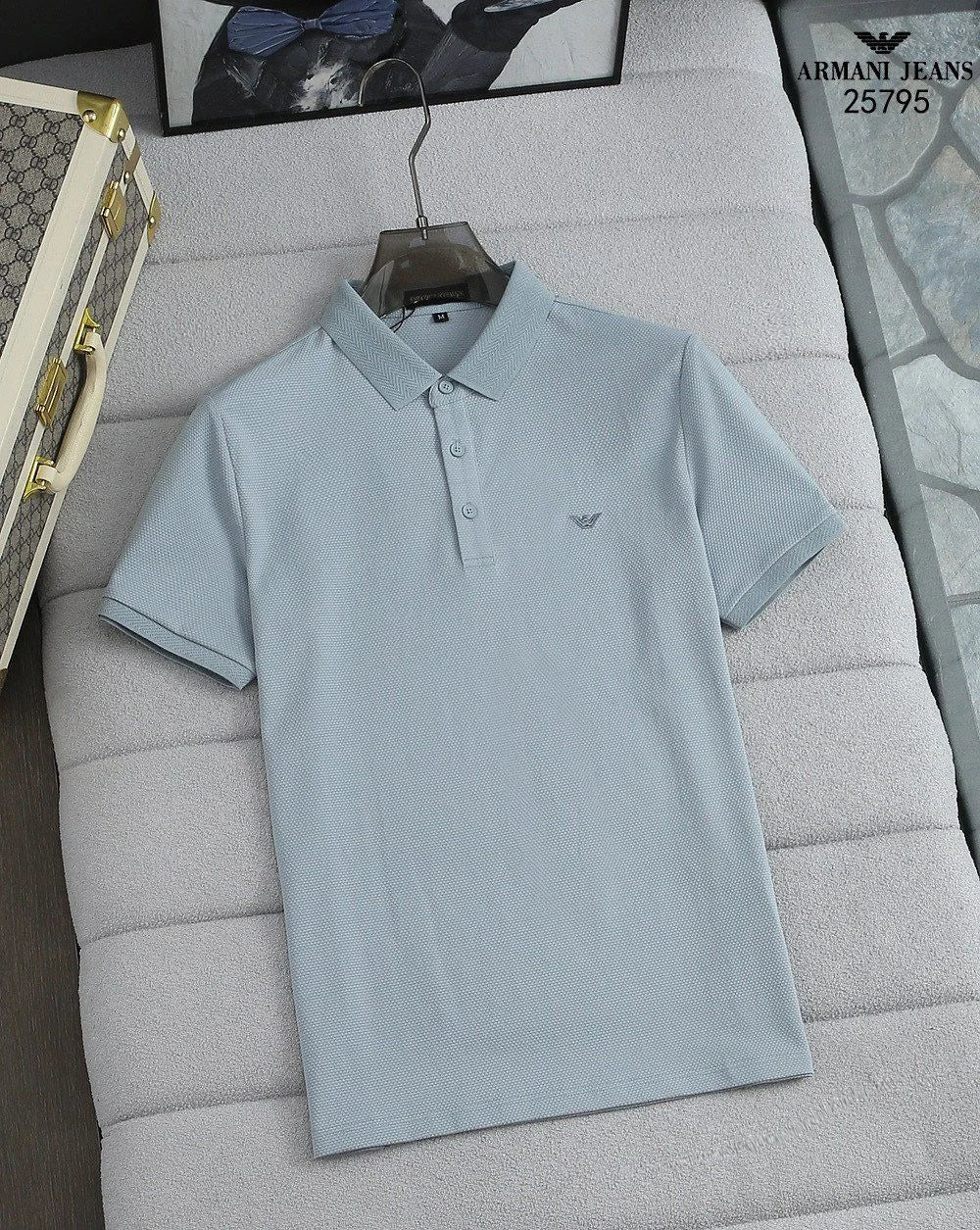 ARM*NI JE*NS || Men's Front Branding Solid Polo T-Shirt - FASHION MYST 